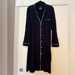 Kickee Pants Long Sleeve Button Down Nightgown, navy and white size XL